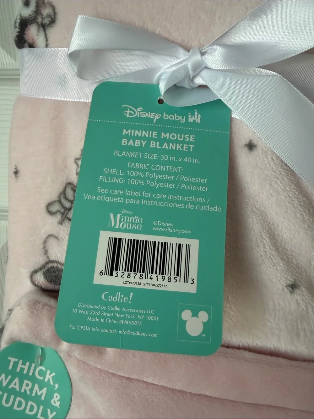 Disney Baby Minnie Mouse Pink Plush Fleece Blanket 30x40 NWT